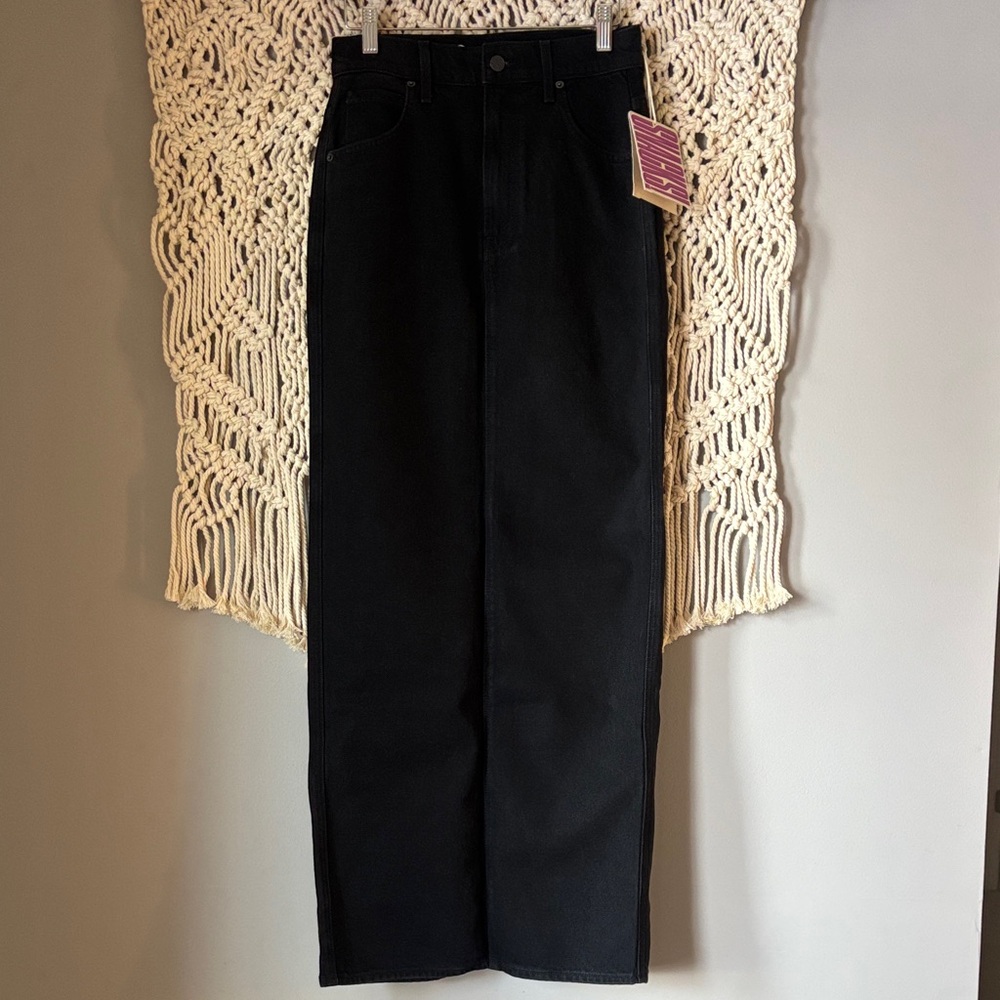 Mother Snacks Black Denim Pencil Skirt